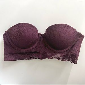 Aerie Maroon Lace Strapless Bra
